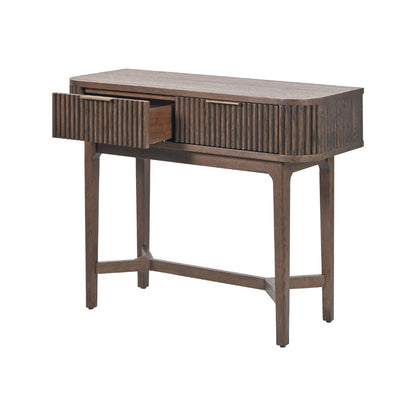 Raie Ribbed Oak and Pine Wood Console Table