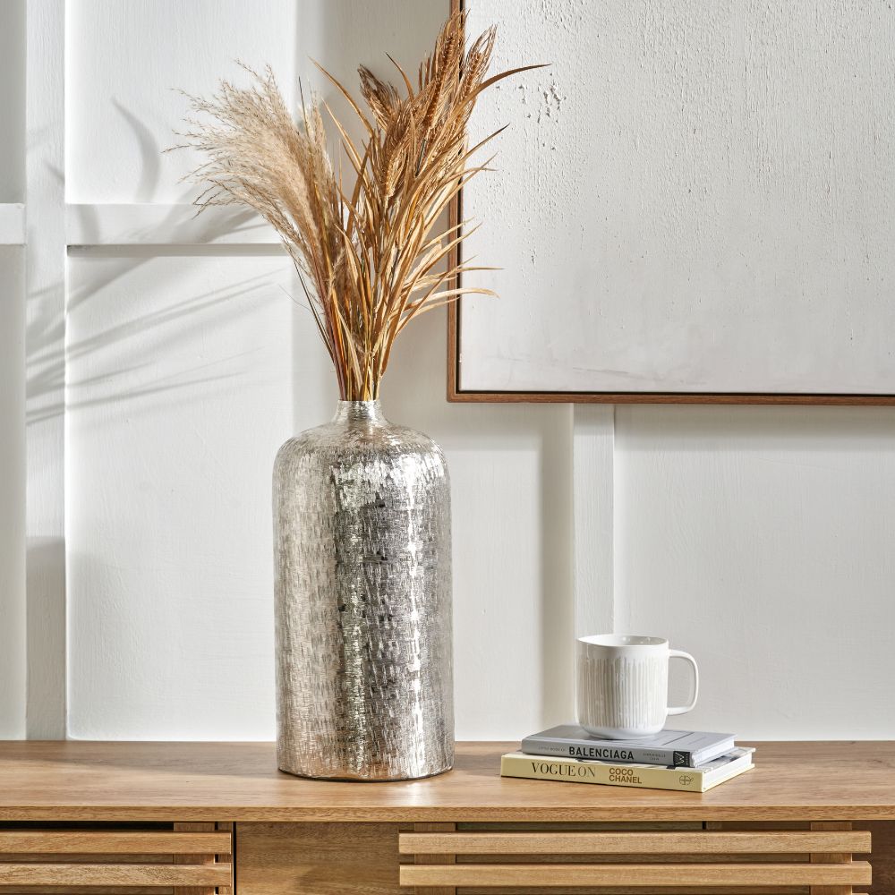 Metal Hammered Tall Vase