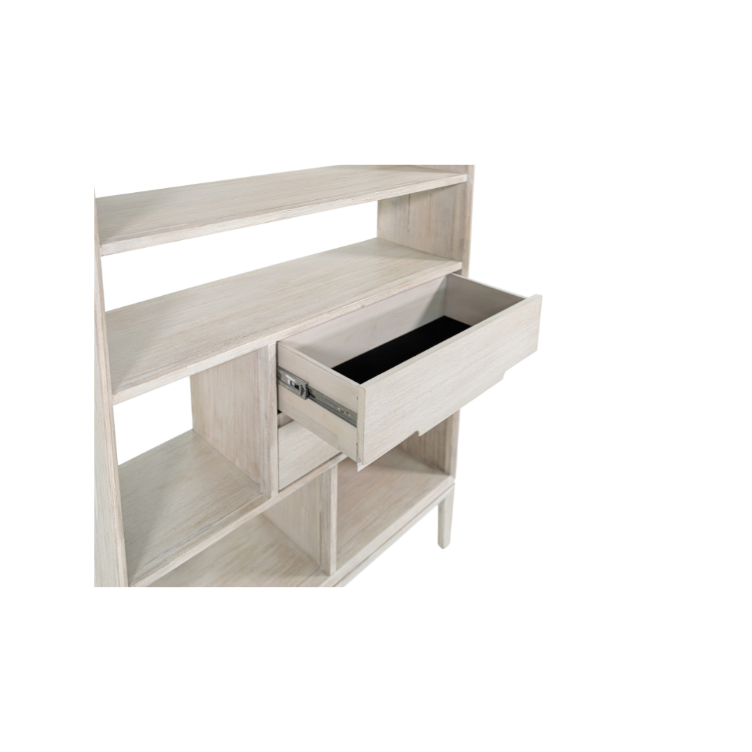 Gio White Sand Acacia Wood Shelf Unit