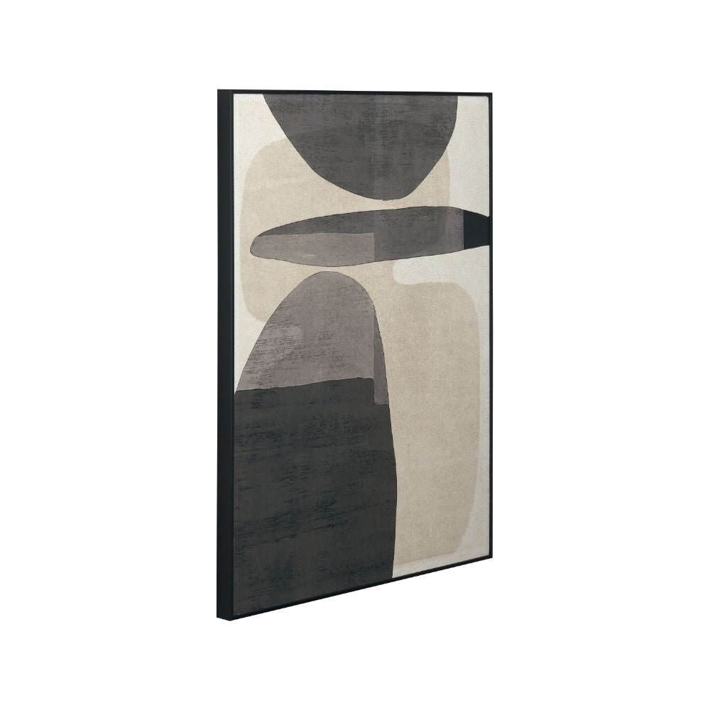 Canvas Natural and Black with Ovals Design and Black Frame