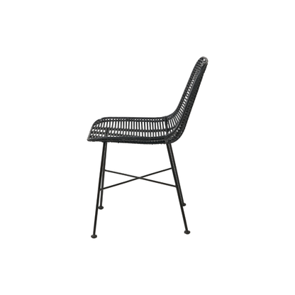 Rattan Core and Black Metal Dining Chair