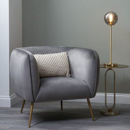 Lucca Velvet and Metal Armchair