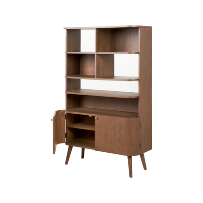 Elias Dark Ash Wood Retro Shelf Unit