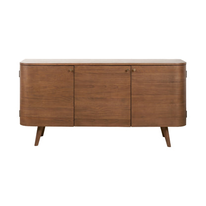 Elias Dark Ash Wood Retro 3 Door Sideboard