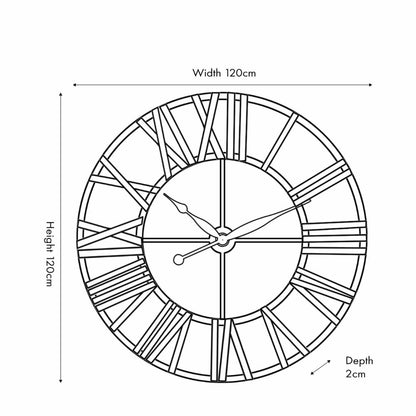 Metal Black Large Round Wall Clock