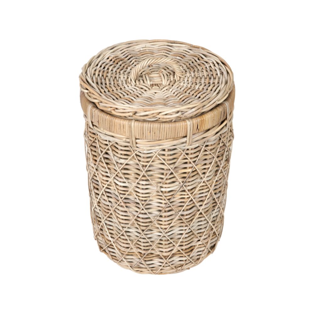 Rattan Brown Round Linen Basket