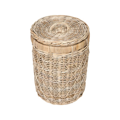 Rattan Brown Round Linen Basket