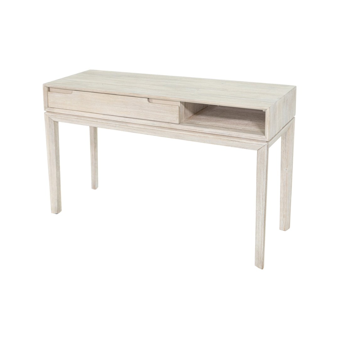 Gio White Sand Acacia Wood 1 Drawer Console Table