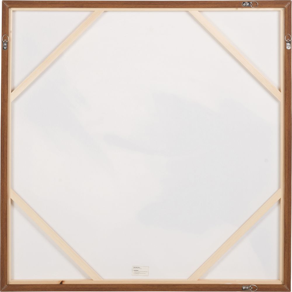 Canvas Monochrome Abstract Square with Oak Effect Frame