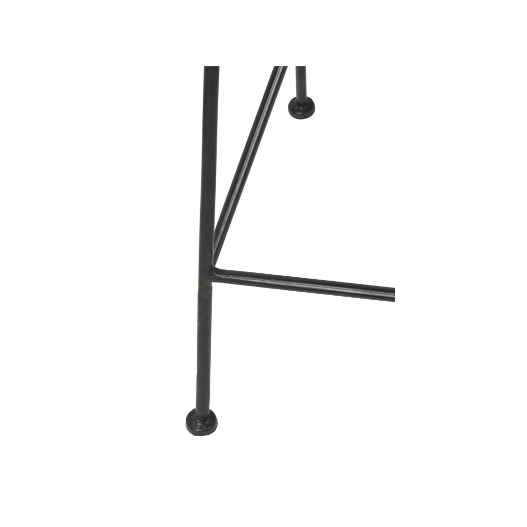 Rattan Core and Black Metal Bar Stool