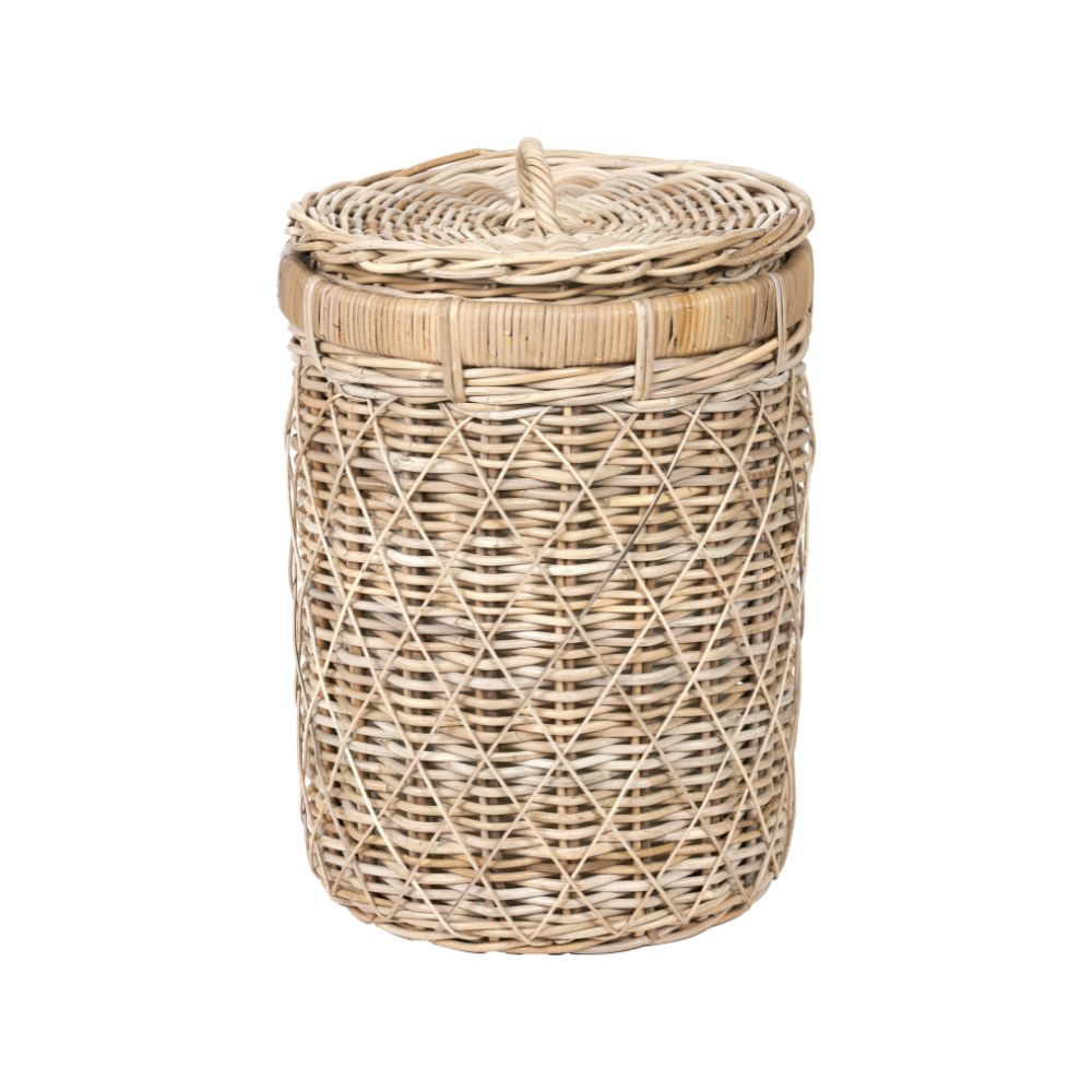 Rattan Brown Round Linen Basket