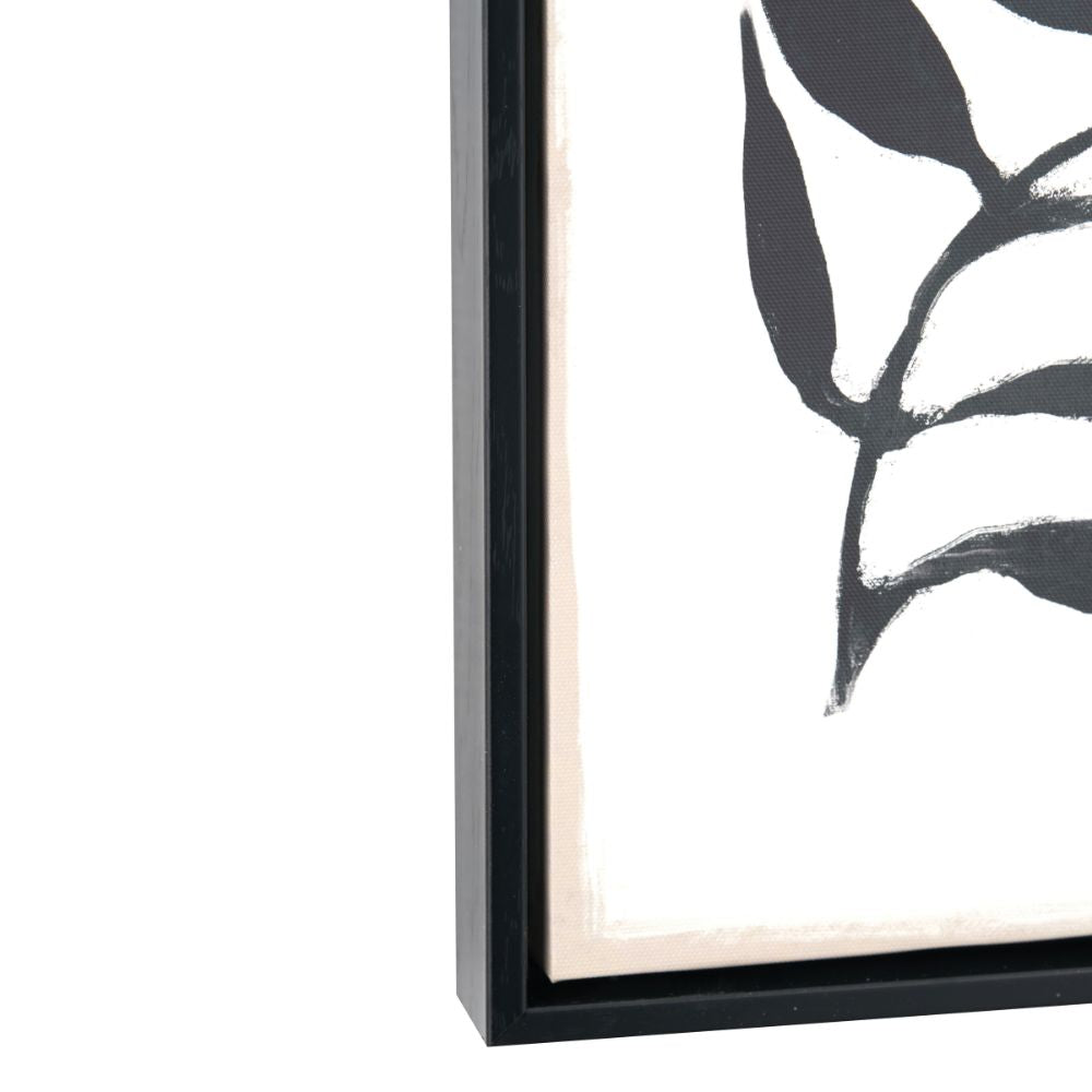 Canvases Black Leaf Print with Black Frames (Set of 2)