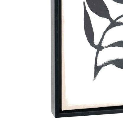 Canvases Black Leaf Print with Black Frames (Set of 2)