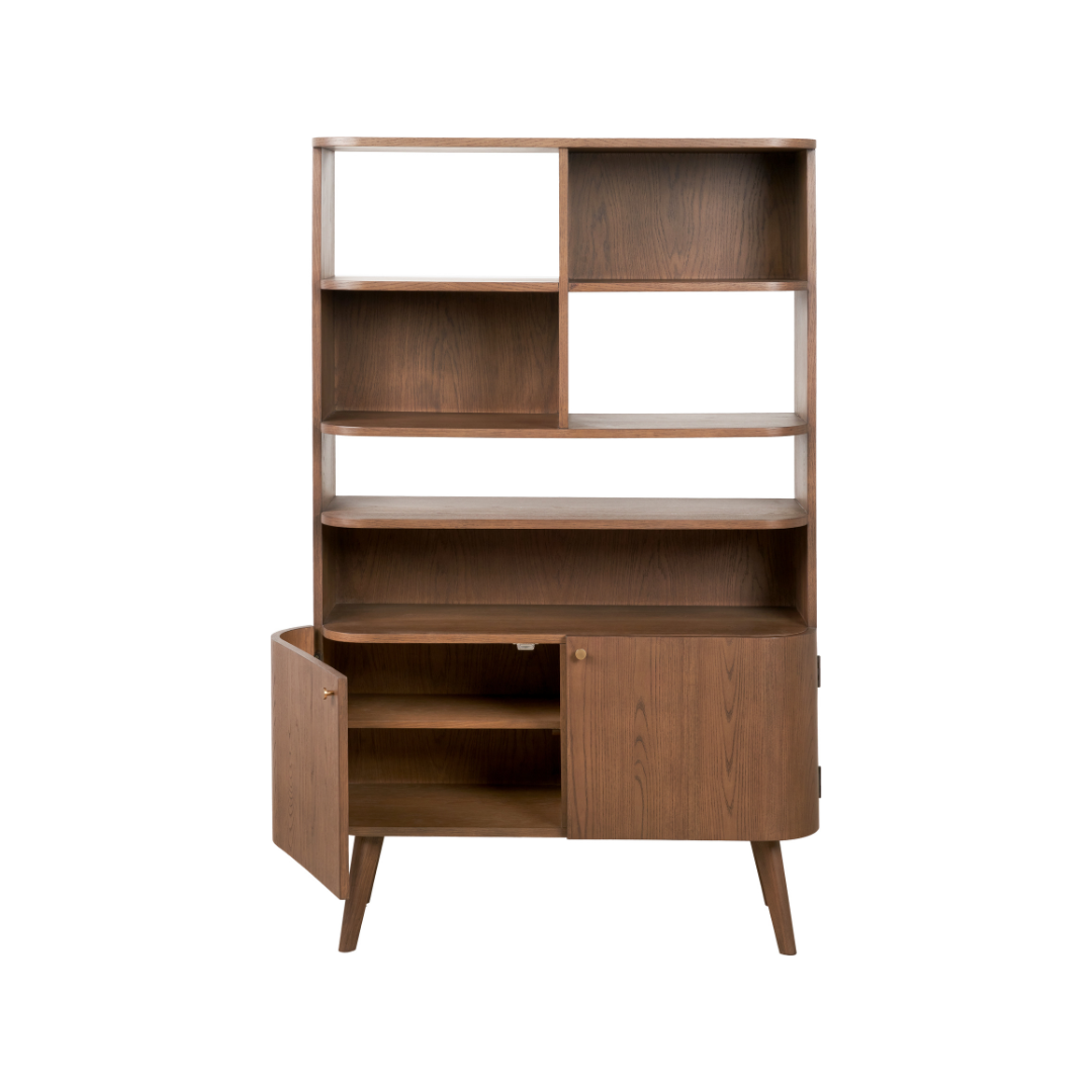 Elias Dark Ash Wood Retro Shelf Unit