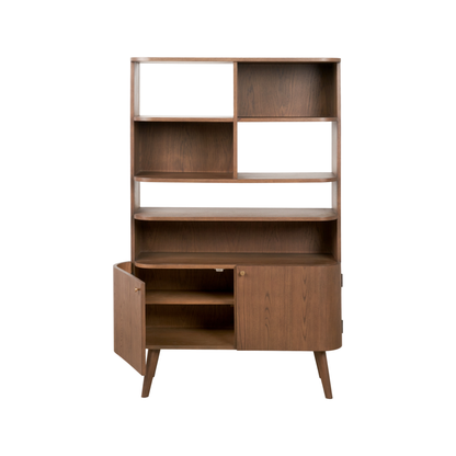Elias Dark Ash Wood Retro Shelf Unit
