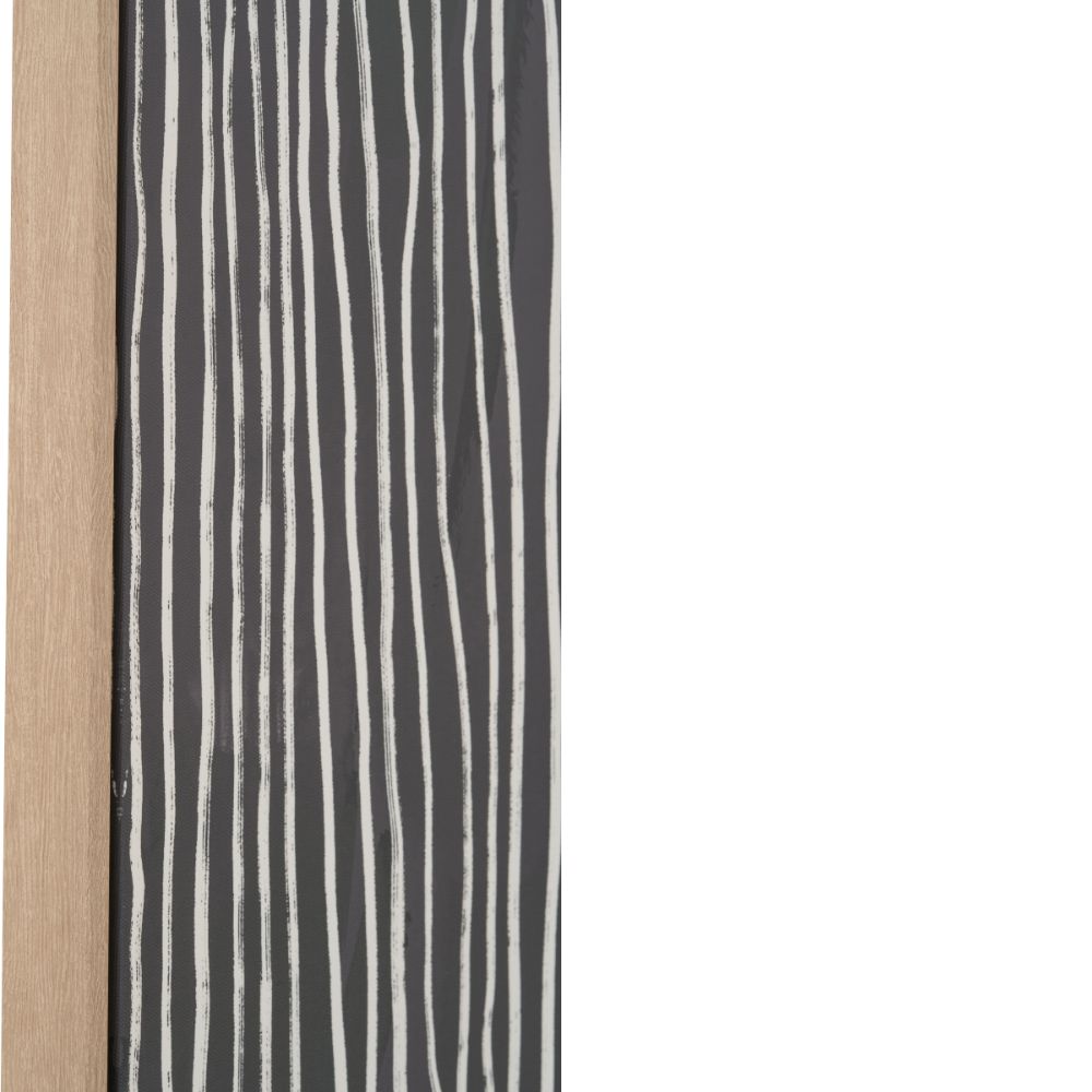 Abstract Canvas Black and Cream with Natural Frame