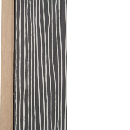 Abstract Canvas Black and Cream with Natural Frame