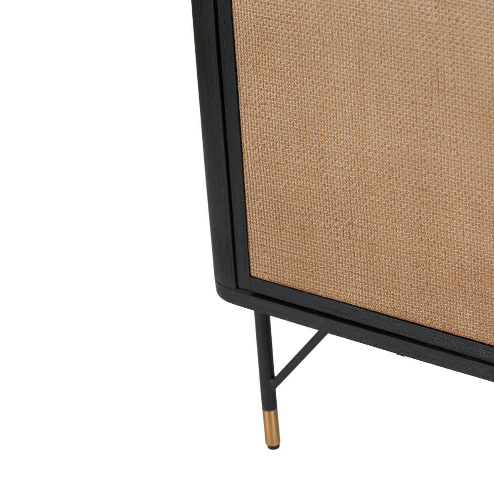 Fiji Black Acacia Wood 2 Door 6 Niche Display Cabinet