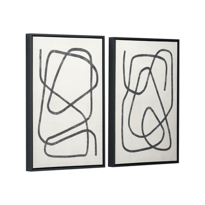 Canvases Black Squiggle Print with Black Frames (Set of 2)