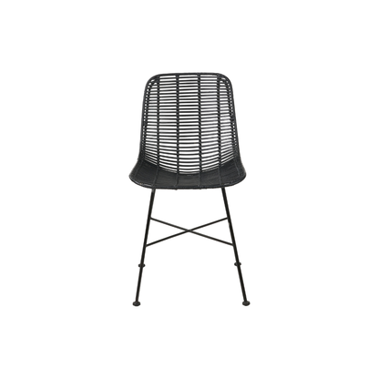 Rattan Core and Black Metal Dining Chair