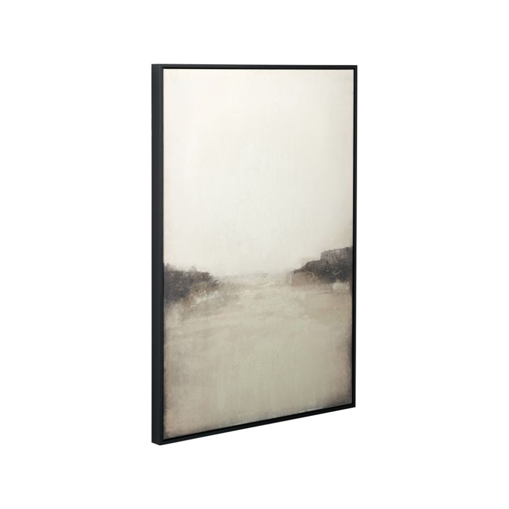 Abstract Canvas Grey and White with Black Frame