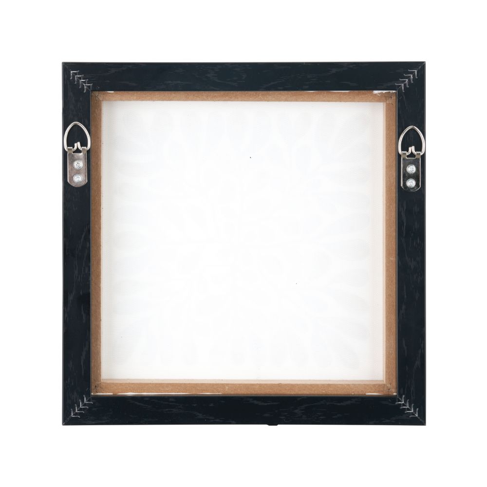 Square Canvases Black Leaf Print with Black Frames (Set of 2)