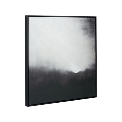 Square Canvas Monochrome Abstract with Black Frame