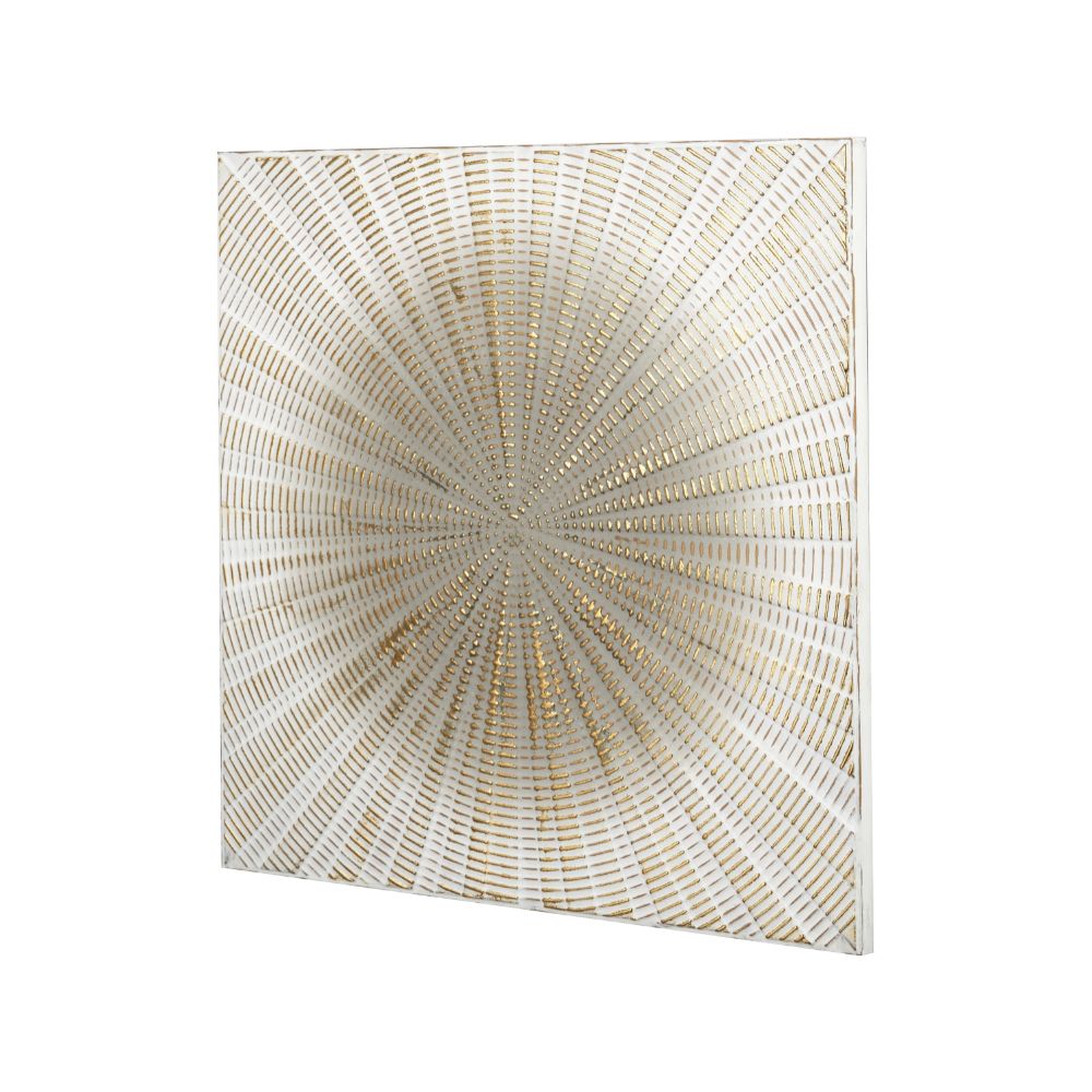 Metal Light Grey and Gold Starburst Wall Art