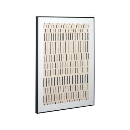 Canvas Natural with Black Stripe Pattern and Black Frame