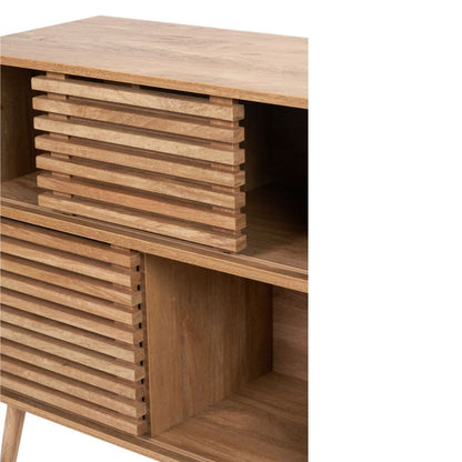 Larvik Natural Eucalyptus Wood 2 Door 2 Shelf Unit