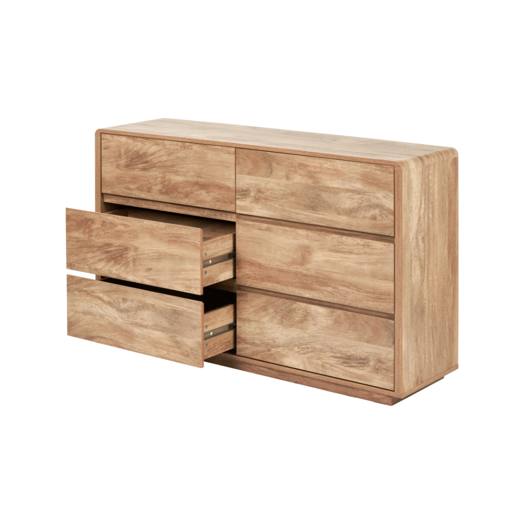 Eversley Oak Effect Veneer 6 Drawer Sideboard