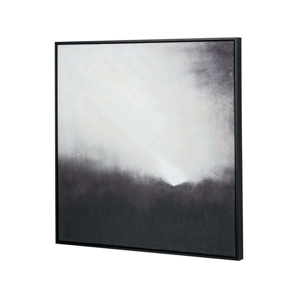 Square Canvas Monochrome Abstract with Black Frame
