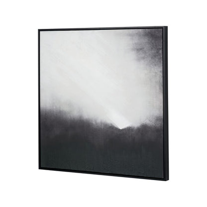 Square Canvas Monochrome Abstract with Black Frame