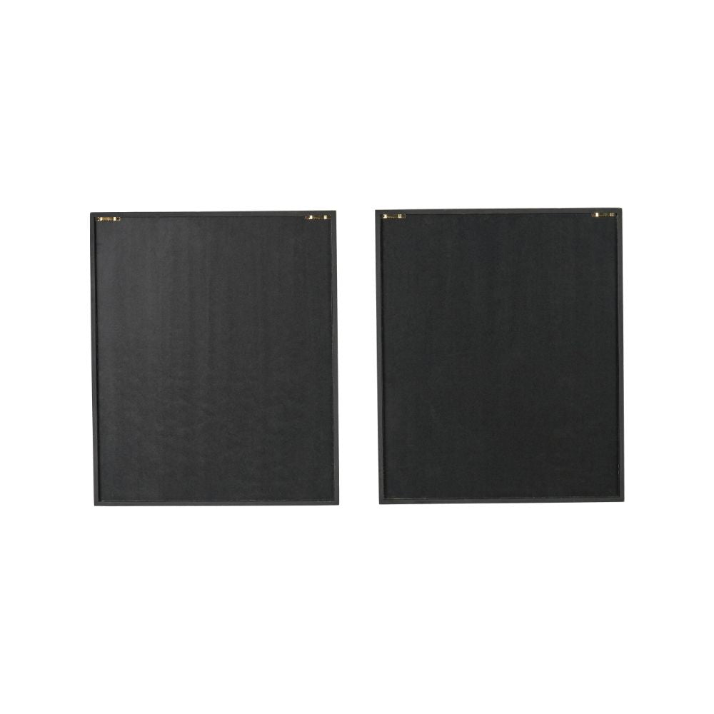 Natural Paper Circular Pattern Design with Black Frames (Set of 2)