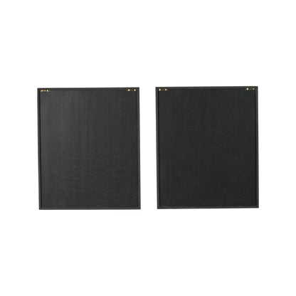 Natural Paper Circular Pattern Design with Black Frames (Set of 2)