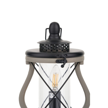 Gibson Pine Wood White Lantern Table Lamp