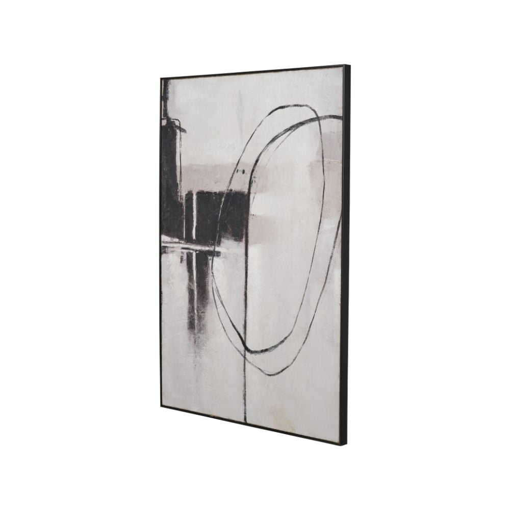 Canvas Monochrome Abstract with Black Frame