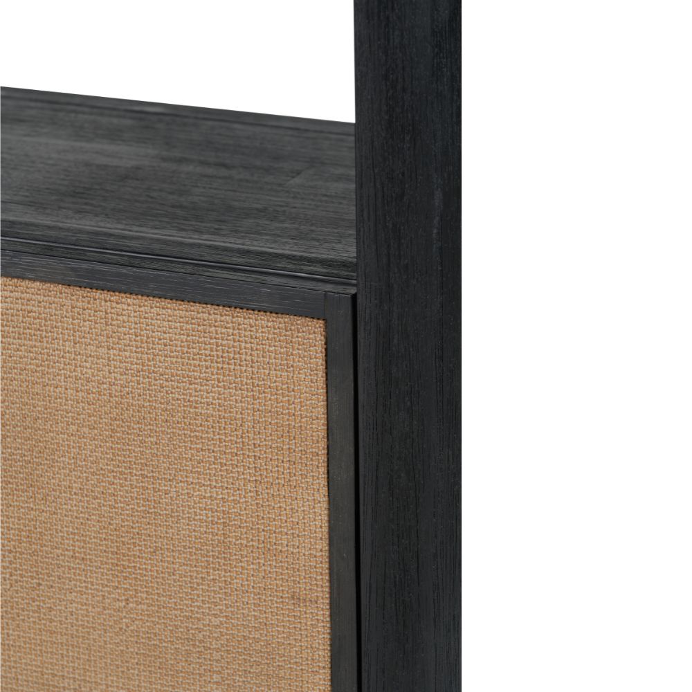 Fiji Black Acacia Wood 2 Door 6 Niche Display Cabinet