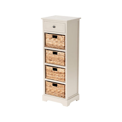 Devonshire Pine Wood 1 Drawer 4 Basket Tall Unit