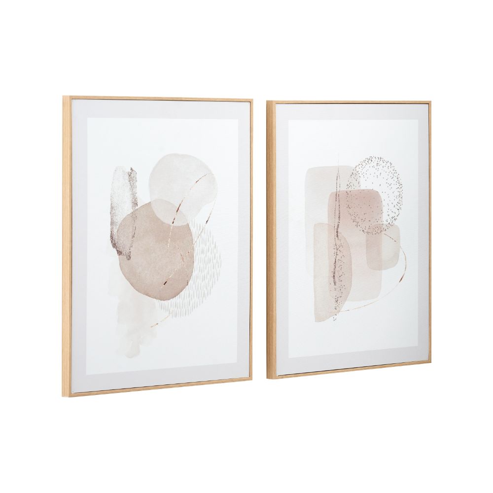 Canvases Natural Abstract with Natural Frame (Set of 2)