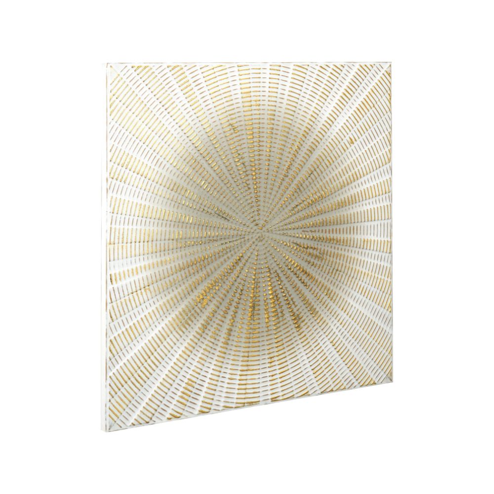 Metal Light Grey and Gold Starburst Wall Art