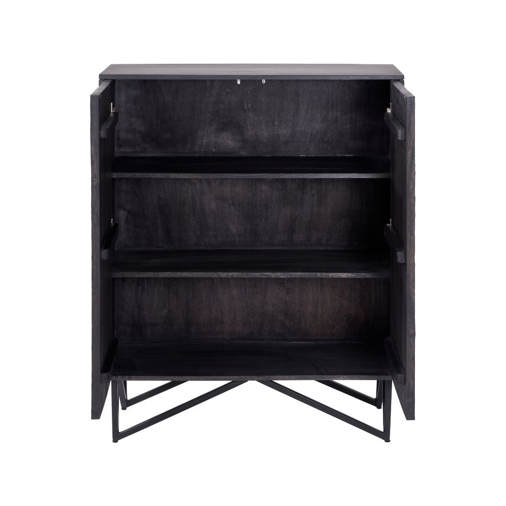 Verde Black Mango Wood and Stone Veneer Sideboard