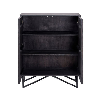 Verde Black Mango Wood and Stone Veneer Sideboard