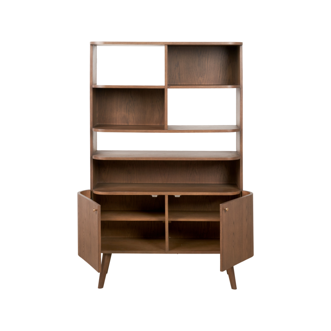 Elias Dark Ash Wood Retro Shelf Unit
