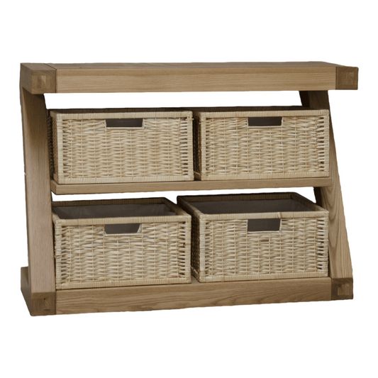 Z Solid Oak Basket Console Table