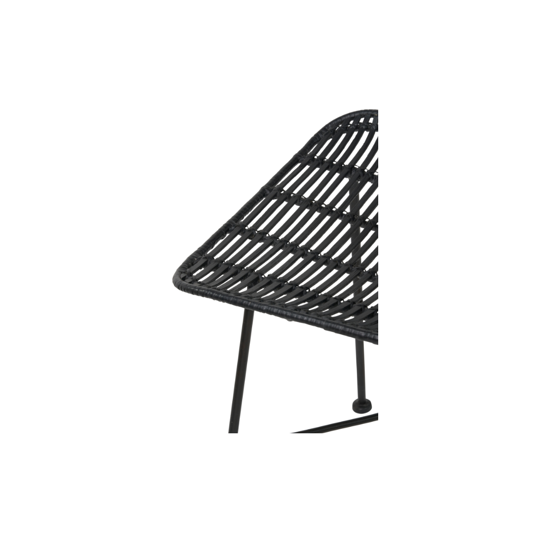 Rattan Core and Black Metal Dining Chair