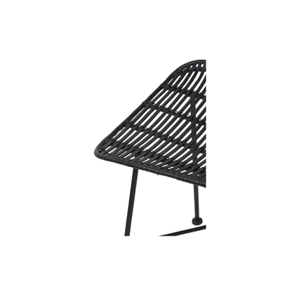 Rattan Core and Black Metal Dining Chair