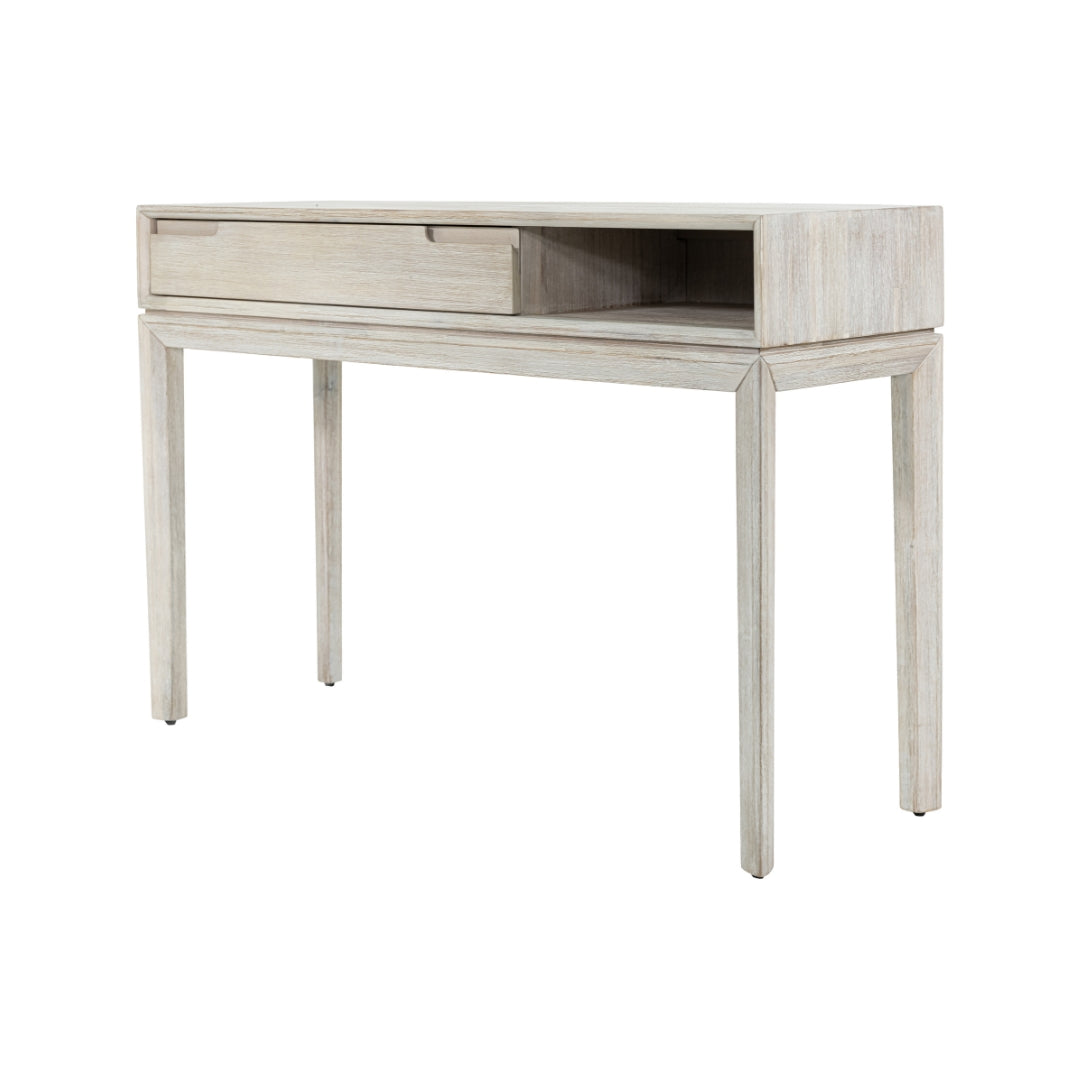 Gio White Sand Acacia Wood 1 Drawer Console Table