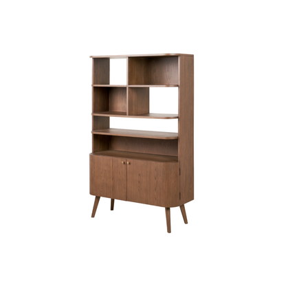 Elias Dark Ash Wood Retro Shelf Unit