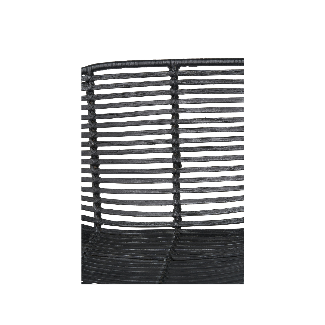 Rattan Core and Black Metal Bar Stool